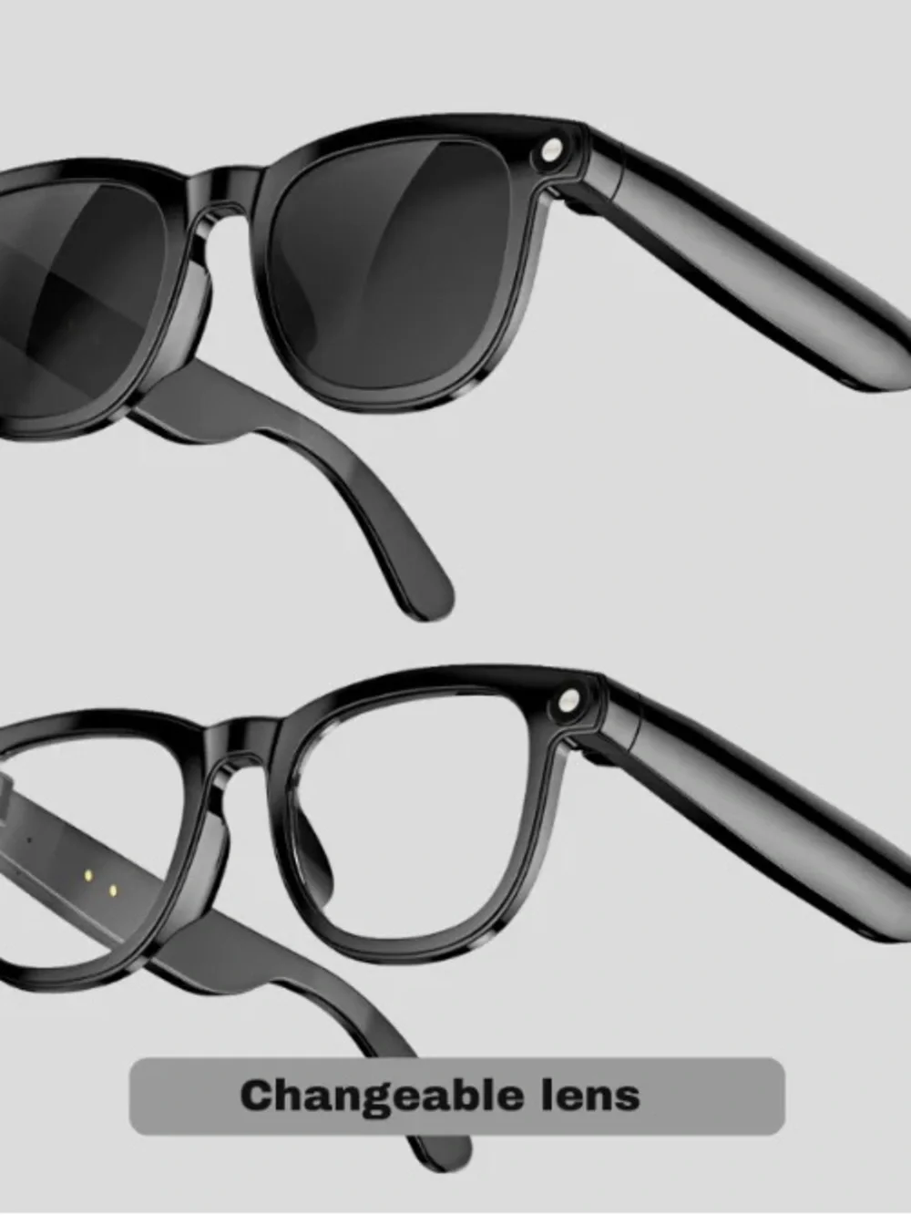 AI Smart Glasses 1080P HD Camera Bluetooth Audio Voice Assistant Black
